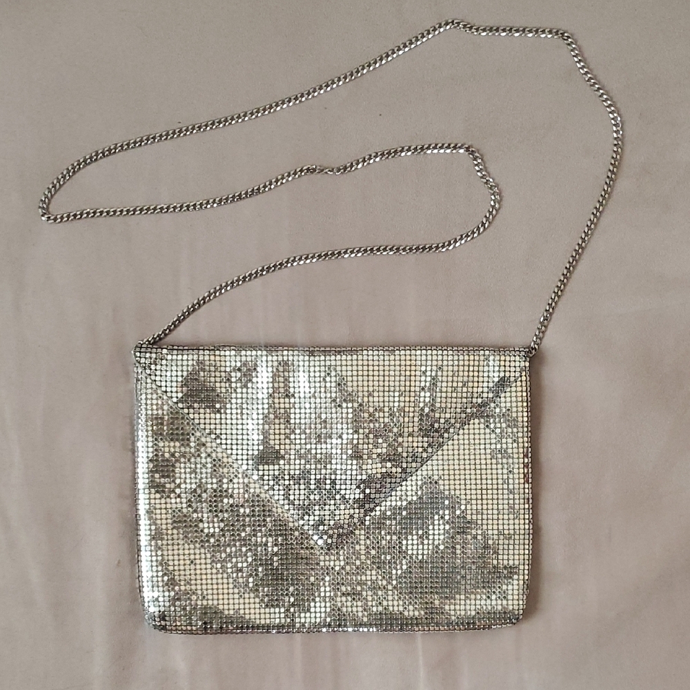 VTG Whiting & Davis Silver Clutch with Chain Strap